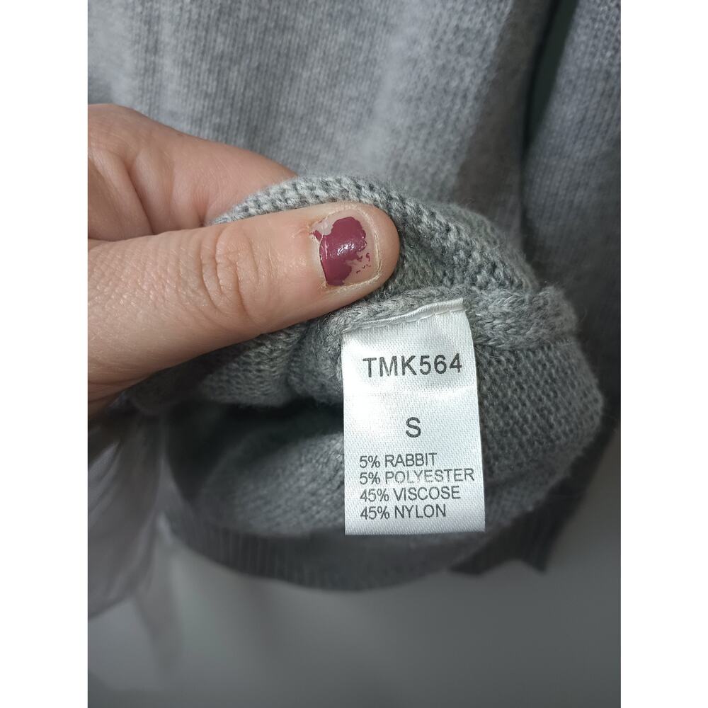 THML Gray Knit Ruffle Sweater Women Size Small Rabbit Hair - Picture 4 of 5
